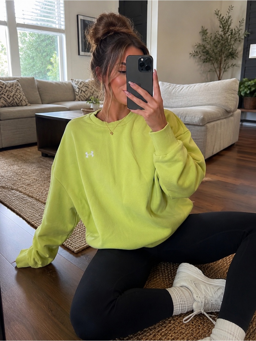 Under Armour Rival Fleece Oversized Crew Sweatshirt Small Lime Green